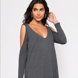 Gray open shoulder dress
